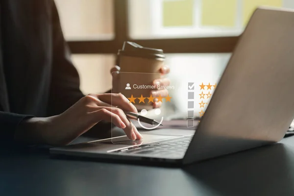 Product Service Review Ideas Customers Writing Reviews Customers Who Use — 图库照片