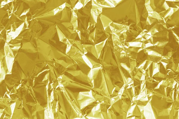 Shiny Gold Foil Texture Background Pattern Yellow Wrapping Paper Crumpled — Stock Photo, Image
