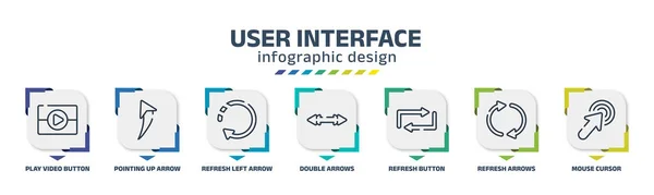 User Interface Infographic Design Template Play Video Button Pointing Arrow — 스톡 벡터