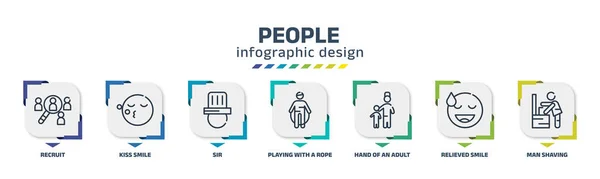 People Infographic Design Template Recruit Kiss Smile Sir Playing Rope — Wektor stockowy