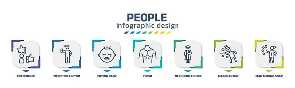 People Infographic Design Template Preference Ticket Collector Crying Baby Torso — Wektor stockowy