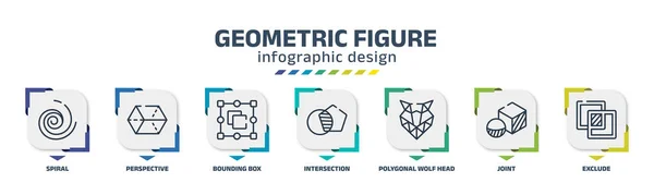 Geometric Figure Infographic Design Template Spiral Perspective Bounding Box Intersection — Stockvector