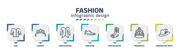Fashion Infographic Design Template Rag Diadem Long Sleeves One Shoe — Stockvector