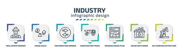 Industry Infographic Design Template Real Estate Worker House Scale Two — стоковый вектор