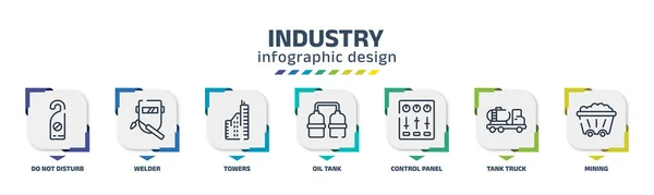 Industry Infographic Design Template Disturb Welder Towers Oil Tank Control — Stockvector