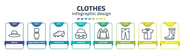 Clothes Infographic Design Template Men Hat Long Bandeau Dress Soccer — Stockvector
