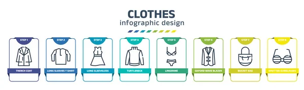 Clothes Infographic Design Template Trench Coat Long Sleeves Shirt Long — Stockvector