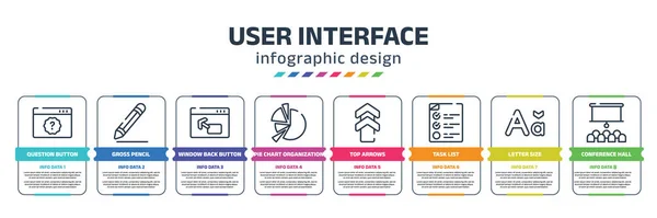 User Interface Infographic Design Template Question Button Gross Pencil Window — Image vectorielle