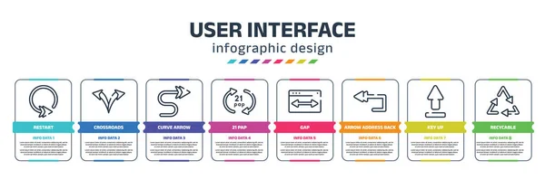 User Interface Infographic Design Template Restart Crossroads Curve Arrow Pap — Vetor de Stock