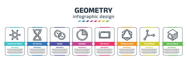 Geometry Infographic Design Template Star Six Points Sri Yantra Merge — 图库矢量图片