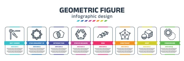 Geometric Figure Infographic Design Template Edit Corner Star Ornament Small — 图库矢量图片