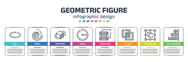 Geometric Figure Infographic Design Template Oval Spiral Transform Radius Background — Stockvector