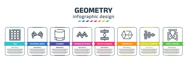 Geometry Infographic Design Template Tile Polygonal Wings Cylinder Triangular Shapes — Stockvector
