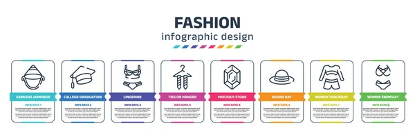 Fashion Infographic Design Template Samurai Japanese Hat College Graduation Cap — Stockvector