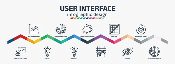 User Interface Infographic Design Template Multiple Variable Person Explaining Data — Image vectorielle