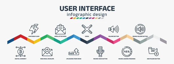 User Interface Infographic Design Template Lightning Flash Digital Currency Open — Image vectorielle