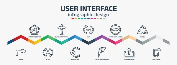 User Interface Infographic Design Template Left Reverse Curve Right Blank — Image vectorielle