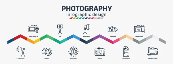 Photography Infographic Design Template High Quality Illuminatio Shades Light Box — Stockový vektor