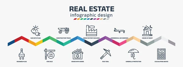 Real Estate Infographic Design Template Sun Plug Rounded Plug Construction — Stock Vector