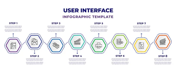 User Interface Infographic Design Template Photo Size Dollars Mail Cube — Image vectorielle