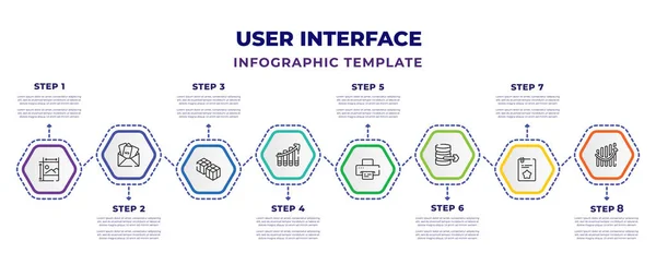 Шаблон Інфографічного Дизайну Інтерфейсу Користувача Розміром Фотографій Доларами Пошті Кубиком — стоковий вектор