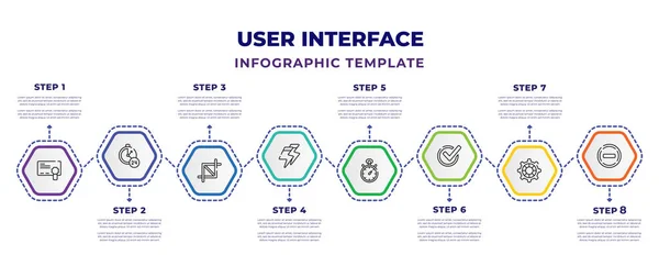 User Interface Infographic Design Template Digital Certificate Hours Crop Button — Image vectorielle