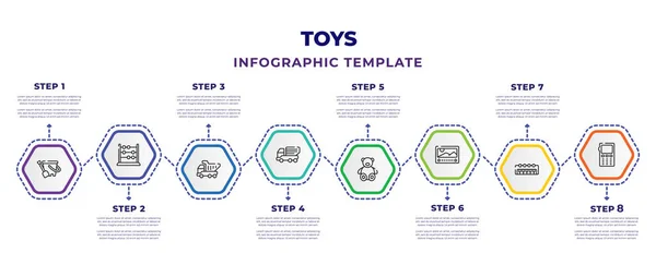 Toys Infographic Design Template Bucket Toy Abacus Toy Dump Truck — стоковый вектор