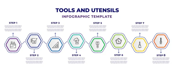 Tools Utensils Infographic Design Template Writing Tool Pitcher Levels Basic — Vetor de Stock