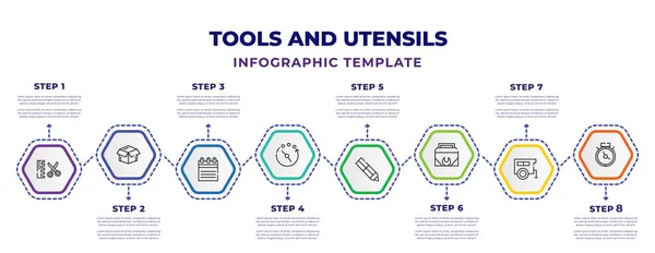 Tools Utensils Infographic Design Template Combs Open Black Box Telephone — Vetor de Stock