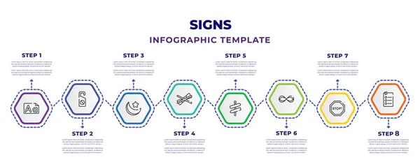 Signs Infographic Design Template Letter Disturbance Islamic Crescent Small Star — стоковый вектор