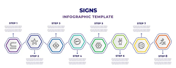 Signs Infographic Design Template Math Sheriff Star Walking Walker Traffic — стоковый вектор