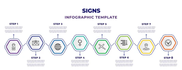 Signs Infographic Design Template Disturb Mail Grid World Female Subscript — стоковый вектор