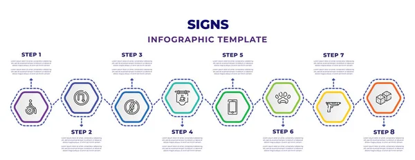 Signs Infographic Design Template Wheelchair Turn Ice Cream Coffee Shop — стоковый вектор