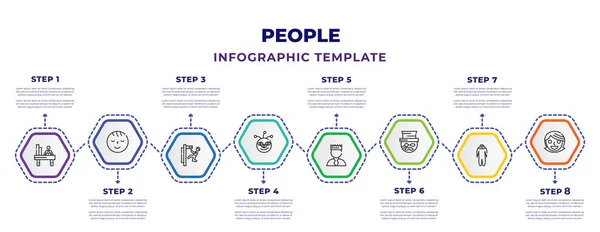 People Infographic Design Template Book Keeper Baby Smile Helping Other — стоковый вектор