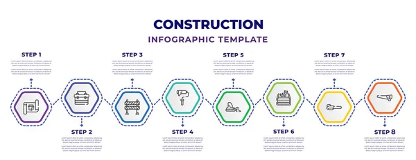 Construction Infographic Design Template Construction Plan Toolbox Barrier Paint Roller — Stock Vector