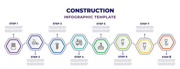 Construction Infographic Design Template Concrete Paver Screws Air Compressor Construction — Vettoriale Stock