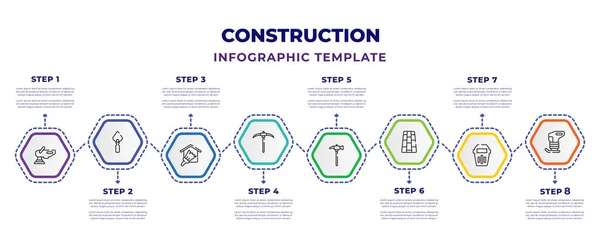 Construction Infographic Design Template Polishers Trowel Home Repair Pick Axe — Stock Vector