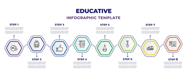 Educative Infographic Design Template Hours Service Frontal Train Rails Frontal — Vetor de Stock