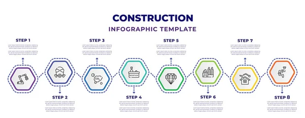 Construction Infographic Design Template Robot Arm Gas Mask Co2 Reception — Stockvektor