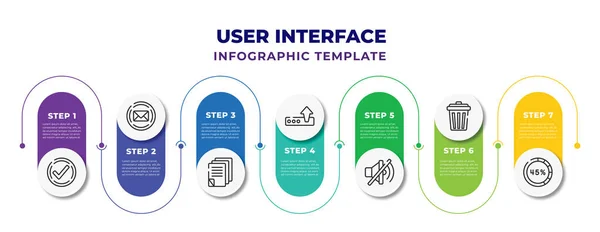 User Interface Infographic Design Template Check Box Email Envelope Button — Stok Vektör