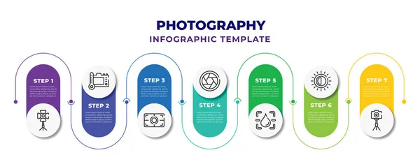 Photography Infographic Design Template Spotlight Temperatures Metering Exposure Blur Contrast — 图库矢量图片