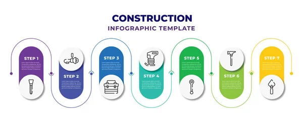 Construction Infographic Design Template Wedge Tool Angle Grinder Toolbox Rammer — Vetor de Stock