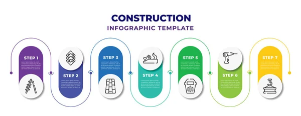 Construction Infographic Design Template Ladder Tiles Paving Jack Plane Welding — Stockvektor