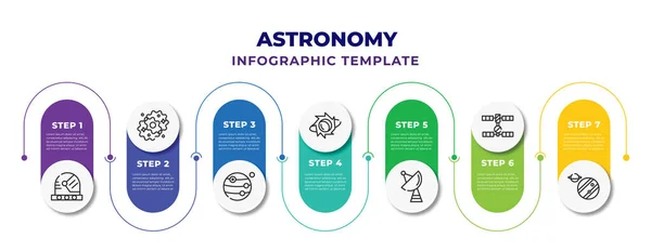 Astronomy Infographic Design Template Astranaut Helmet Nebula Jupiter Satellite Supernova — Wektor stockowy