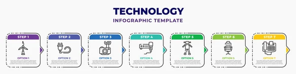 Technology Infographic Design Template Wind Power Plug Circular Cable Reflex — Wektor stockowy