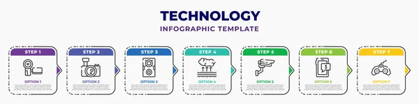 Technology Infographic Design Template Video Camera Front View Cam Big - Stok Vektor