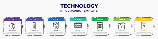 Technology Infographic Design Template Half Hour Small Battery Medium Charge — Vector de stock