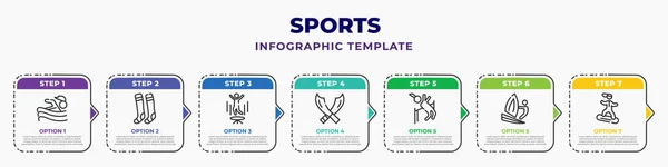 Sports Infographic Design Template Swimming Figure Long Socks Man Jumping — ストックベクタ