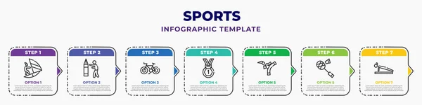 Sports Infographic Design Template Windsurf Sea Man Punching Race Bike — Wektor stockowy