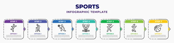 Sports Infographic Design Template Dancer Motion Adventure Volleyball Motion Boxer — ストックベクタ